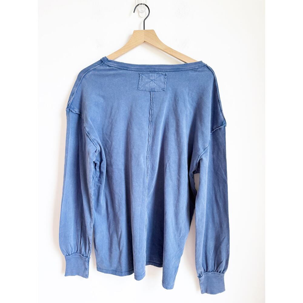 NEW Free People We The Free Fade Into You Long Sleeve Tee Shirt Limoges Blue M - Picture 4 of 5